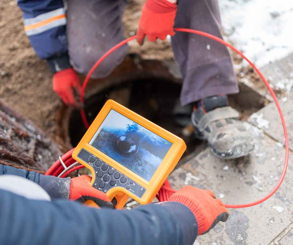 Sewer camera inspection in action